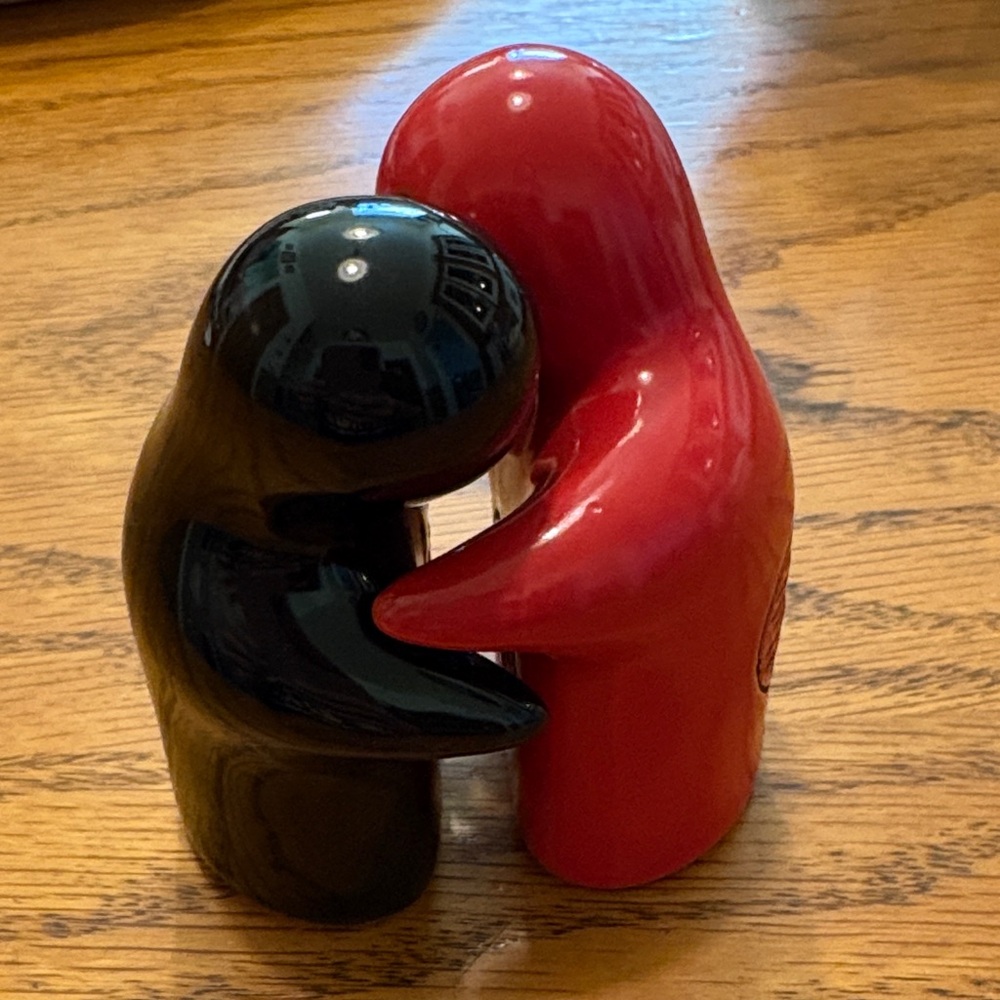 Charming Red and Black Embrace Salt and Pepper Shakers